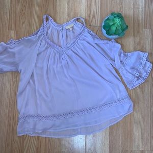 Cold shoulder sheer top